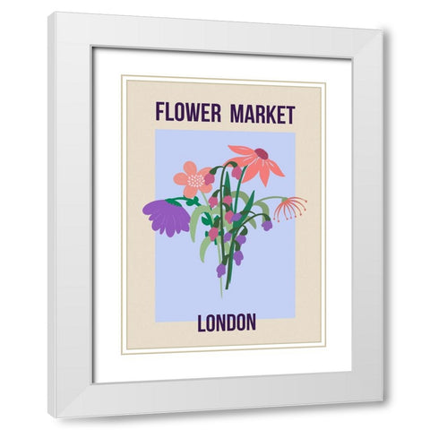 Flower Market London White Modern Wood Framed Art Print with Double Matting by Haase, Andrea
