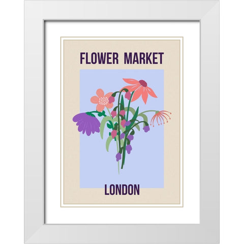 Flower Market London White Modern Wood Framed Art Print with Double Matting by Haase, Andrea