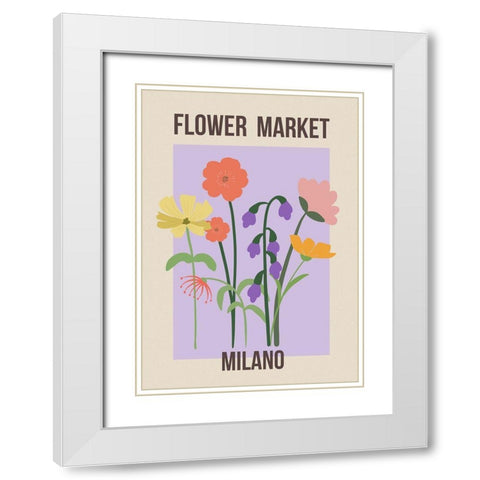 Flower Market Milan White Modern Wood Framed Art Print with Double Matting by Haase, Andrea