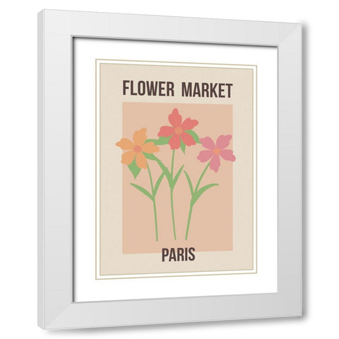 Flower Market Paris White Modern Wood Framed Art Print with Double Matting by Haase, Andrea