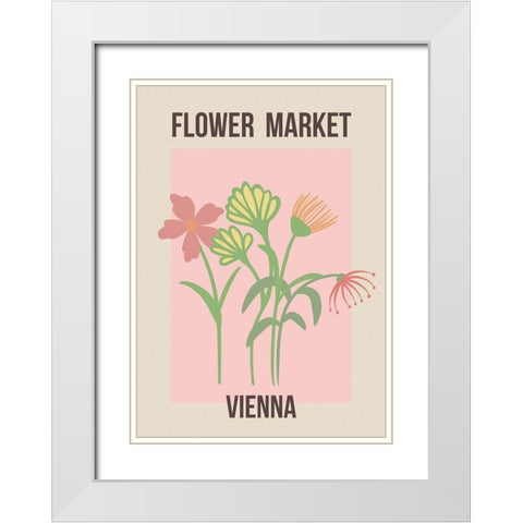 Flower Market Vienna White Modern Wood Framed Art Print with Double Matting by Haase, Andrea