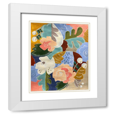 Melange of Flowers White Modern Wood Framed Art Print with Double Matting by Wojahn, Holly