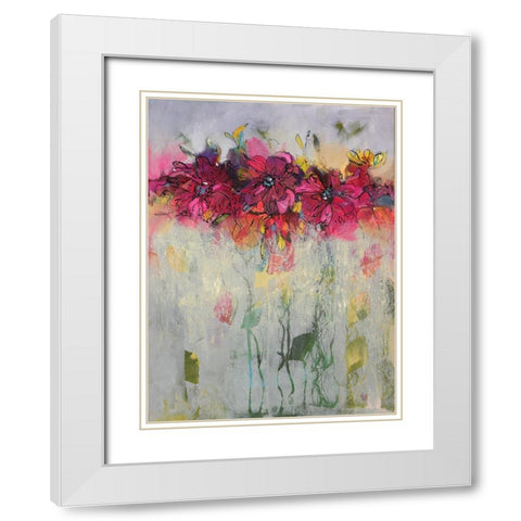 Misty Flowers I White Modern Wood Framed Art Print with Double Matting by Eaton, Winnie
