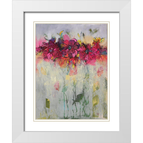 Misty Flowers I White Modern Wood Framed Art Print with Double Matting by Eaton, Winnie