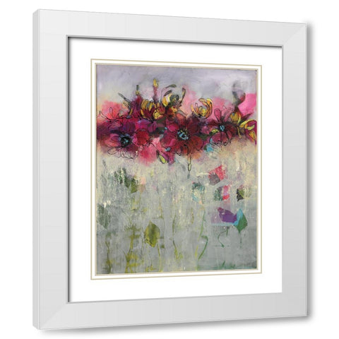 Misty Flowers II White Modern Wood Framed Art Print with Double Matting by Eaton, Winnie