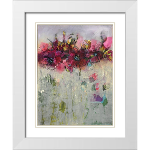 Misty Flowers II White Modern Wood Framed Art Print with Double Matting by Eaton, Winnie