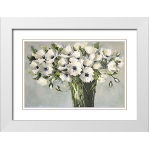 White Poppies White Modern Wood Framed Art Print with Double Matting by Eaton, Winnie