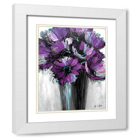 Purple Poppies White Modern Wood Framed Art Print with Double Matting by Eaton, Winnie