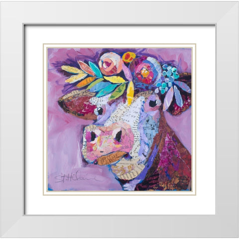 Purple Cow White Modern Wood Framed Art Print with Double Matting by St Hilaire, Elizabeth