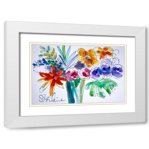Joy White Modern Wood Framed Art Print with Double Matting by St Hilaire, Elizabeth