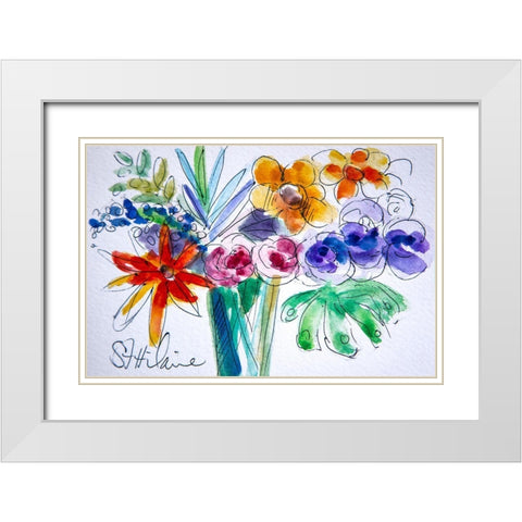 Joy White Modern Wood Framed Art Print with Double Matting by St Hilaire, Elizabeth