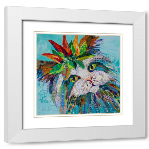 Cool Cat White Modern Wood Framed Art Print with Double Matting by St Hilaire, Elizabeth