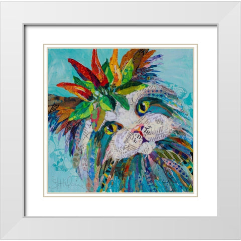 Cool Cat White Modern Wood Framed Art Print with Double Matting by St Hilaire, Elizabeth