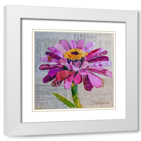Z is for Zinnia White Modern Wood Framed Art Print with Double Matting by St Hilaire, Elizabeth