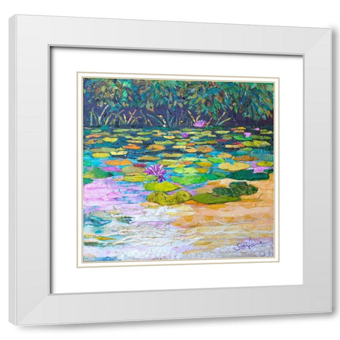 Lily Pad Pond White Modern Wood Framed Art Print with Double Matting by St Hilaire, Elizabeth