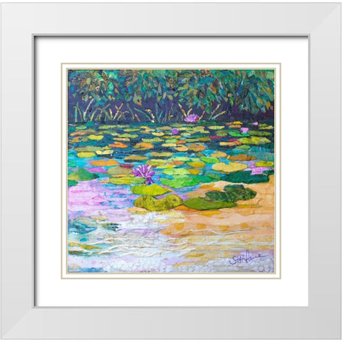 Lily Pad Pond White Modern Wood Framed Art Print with Double Matting by St Hilaire, Elizabeth