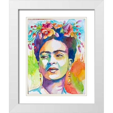 Frida with Side Glance White Modern Wood Framed Art Print with Double Matting by St Hilaire, Elizabeth