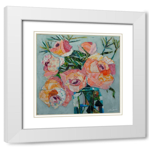 Pink Pearl White Modern Wood Framed Art Print with Double Matting by St Hilaire, Elizabeth