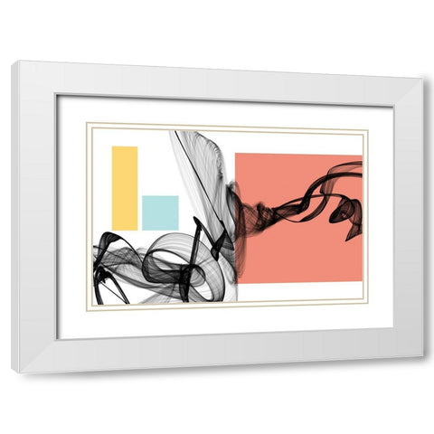 Geometric Shape and Black Abstraction V White Modern Wood Framed Art Print with Double Matting by Orlov, Irena