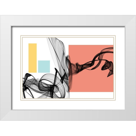 Geometric Shape and Black Abstraction V White Modern Wood Framed Art Print with Double Matting by Orlov, Irena