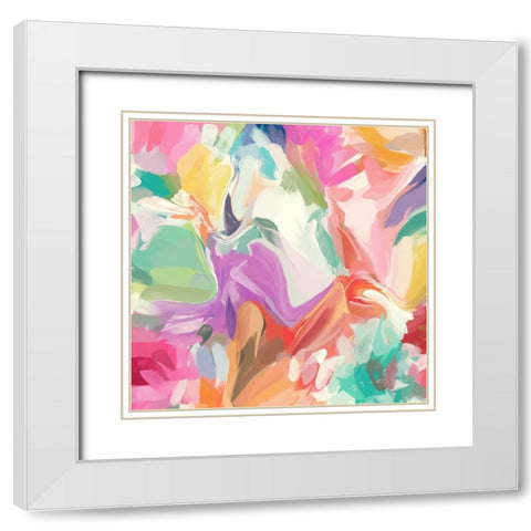 Color Burst Abstraction VII White Modern Wood Framed Art Print with Double Matting by Orlov, Irena