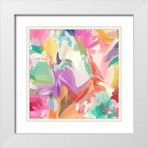 Color Burst Abstraction VII White Modern Wood Framed Art Print with Double Matting by Orlov, Irena
