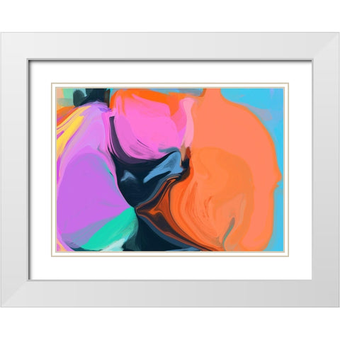Color Burst Abstraction XII White Modern Wood Framed Art Print with Double Matting by Orlov, Irena