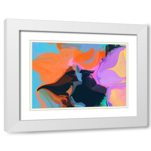 Color Burst Abstraction XIII White Modern Wood Framed Art Print with Double Matting by Orlov, Irena