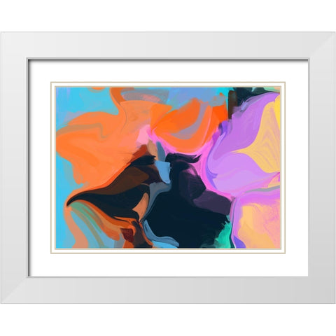 Color Burst Abstraction XIII White Modern Wood Framed Art Print with Double Matting by Orlov, Irena
