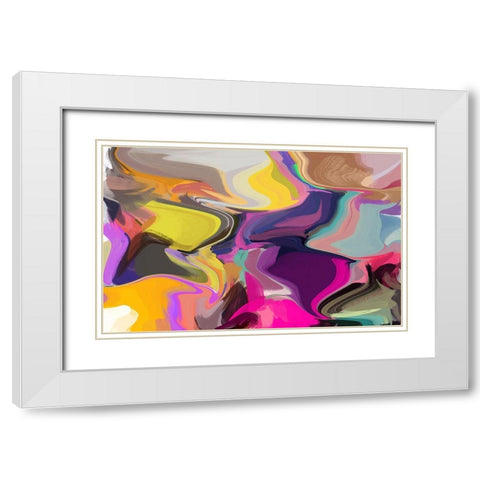 Color Burst Abstraction XXI White Modern Wood Framed Art Print with Double Matting by Orlov, Irena
