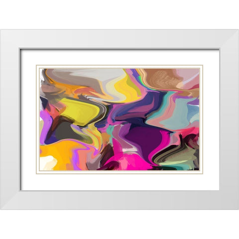 Color Burst Abstraction XXI White Modern Wood Framed Art Print with Double Matting by Orlov, Irena