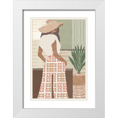 Zairah I White Modern Wood Framed Art Print with Double Matting by Kouta, Flora