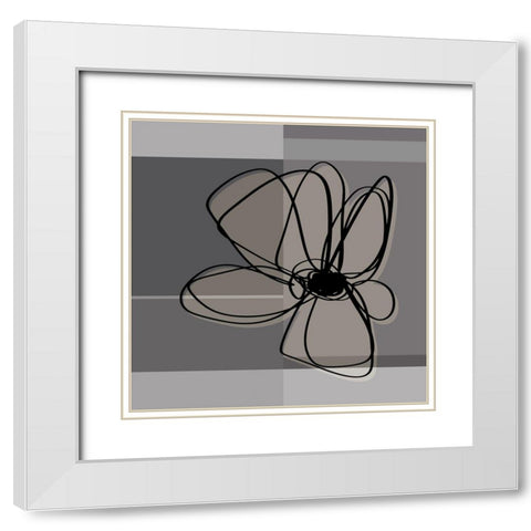 Greige November Flowers White Modern Wood Framed Art Print with Double Matting by Haase, Andrea