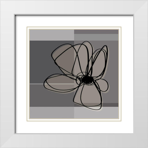 Greige November Flowers White Modern Wood Framed Art Print with Double Matting by Haase, Andrea