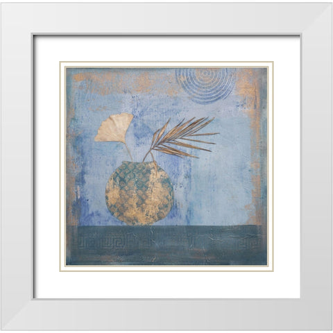 Oriental Floral Still White Modern Wood Framed Art Print with Double Matting by Haase, Andrea