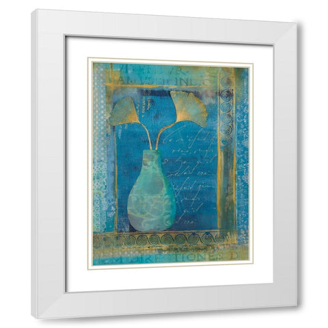 Golden Gingko Leaves White Modern Wood Framed Art Print with Double Matting by Haase, Andrea