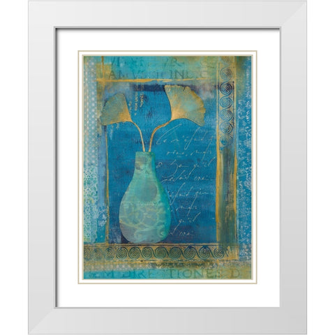 Golden Gingko Leaves White Modern Wood Framed Art Print with Double Matting by Haase, Andrea