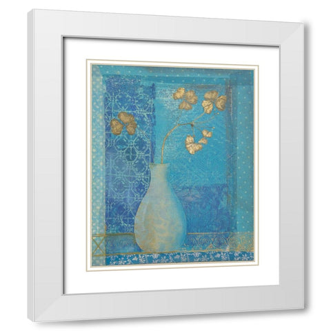 Blue Flower Dream White Modern Wood Framed Art Print with Double Matting by Haase, Andrea
