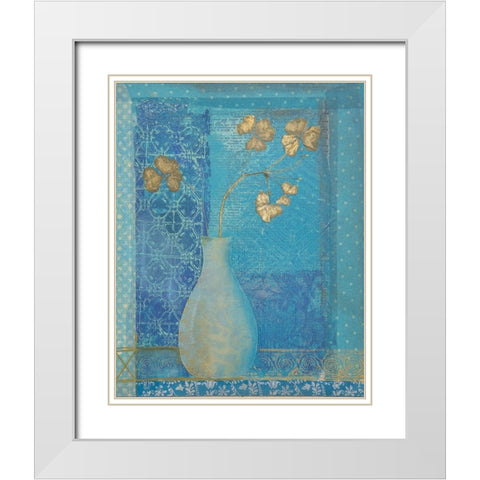 Blue Flower Dream White Modern Wood Framed Art Print with Double Matting by Haase, Andrea