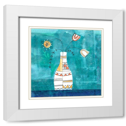 The Joy of Flowers White Modern Wood Framed Art Print with Double Matting by Haase, Andrea