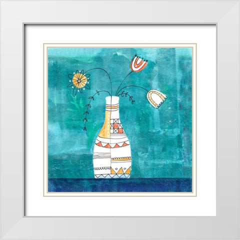 The Joy of Flowers White Modern Wood Framed Art Print with Double Matting by Haase, Andrea