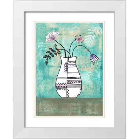 Floral Beauties II White Modern Wood Framed Art Print with Double Matting by Haase, Andrea