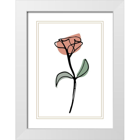 Minimal Rose Flower White Modern Wood Framed Art Print with Double Matting by Haase, Andrea