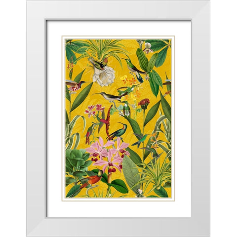 Hummingbirds Garden White Modern Wood Framed Art Print with Double Matting by Haase, Andrea