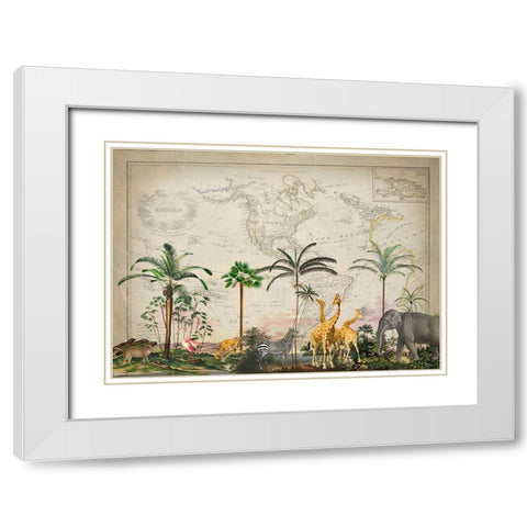Wild Animals Paradise White Modern Wood Framed Art Print with Double Matting by Haase, Andrea