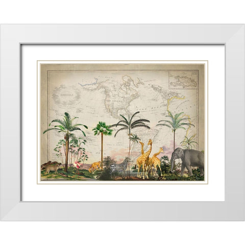 Wild Animals Paradise White Modern Wood Framed Art Print with Double Matting by Haase, Andrea