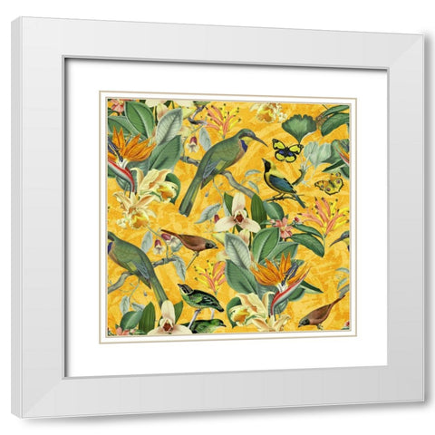 Birds Happy Summer White Modern Wood Framed Art Print with Double Matting by Haase, Andrea