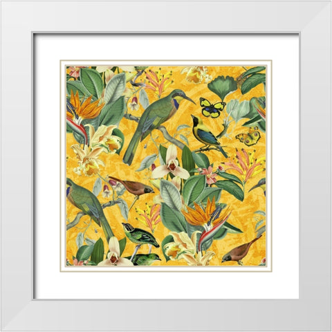 Birds Happy Summer White Modern Wood Framed Art Print with Double Matting by Haase, Andrea