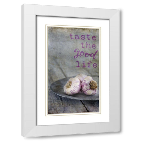 Kitchen Art Garlic Taste White Modern Wood Framed Art Print with Double Matting by Haase, Andrea