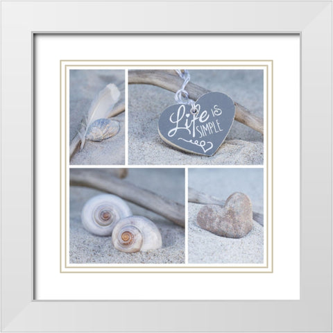Summer Beach Still Life Collage I White Modern Wood Framed Art Print with Double Matting by Haase, Andrea